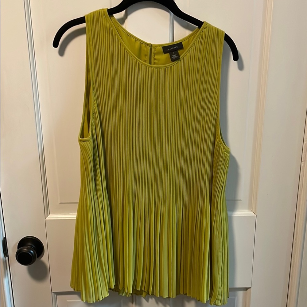 Pleated Lime Green Sleeveless Top